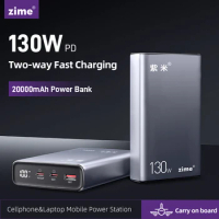 Zime 130W Power Bank 20000mAh USB Type C PD Fast Charge Powerbank Portable Charger External Battery for Laptop Macbook iPhone 15