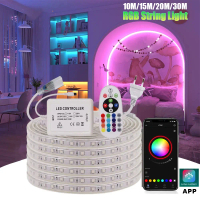 Powdeom 10/15/20M/30M Led Strip Light 5050 220V Waterproof RGB Strip Light Ribbon Light For Decorati