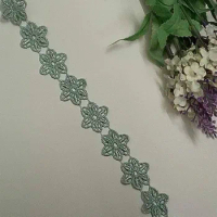 1 yards Turquoise Flower Lace Trims for Curtain Sofa Costumes Trimmings Dress Ribbon Flower Applique Sewing Lace Fabric 2.7 cm