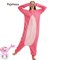 PAJAMASEA Pink Animal Women Onesie Adults Fleece Pyjama Jumpsuit Sleepwear Girl Festival Outfit Cosplay Raccoon Kigurumi Panther