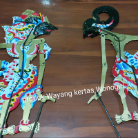paket 2 wayang kulit kertas duplex Arjuna/janoko dan karna/karno ukuran standar pentas pedalangan