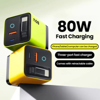 80W Super Fast Charge Type C USB Phone Charger With Telescopic USB C Cable For Iphone 16 15 Samsung 