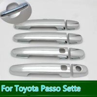 For Toyota Passo Sette Perodua MyVi Subaru Justy Chrome Door Handle Cover Trim Set Accessories Stickers Car Styling