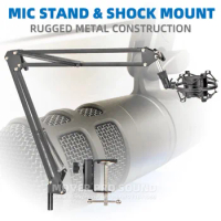 Desktop Microphone Stand Shock Mount Mic Boom Arm For Audio Technica AT2040 AT 2040 Table Suspension