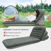 Portable Single Inflatable Lazy Bed Multi-function Folding Sofa Bed Outdoor Sleeping Beach Travel Camping Mat Moisture Proof Pad