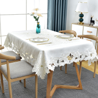 刺繡桌布白色歐式蓋布布藝方桌蓋布刺繡手工鏤空簡約大氣白色桌布