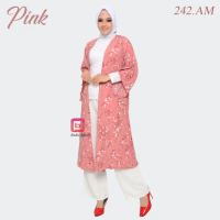 cardigan outer monalisa lengan panjang motif bunga outwear muslimah - Cream TERBARU!!!!