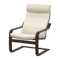 POÄNG 扶手椅, 棕色/glose 米白色, 68x83x100 公分