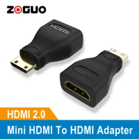 ZOGUO Mini HDMI To HDMI Adapter Mini HDMI Male to Standard HDMI Female Converter 4K Compatible For HDTV Laptop Monitor Camera