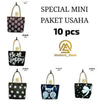 Paket Usaha Mini 10pcs Tas Bahu Wanita Kulit Tebal Totebag Cewek Bahan Kanvas Poliester