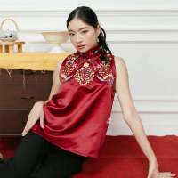 Shenelin Baju Imlek Shanghai Tops - Baju Atasan Wanita Imlek CNY Qipao Shanghai Motif Elegan