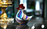 生肖小公雞母雞擺件創意琉璃招財雞年水晶玻璃工藝品家居飾品禮品