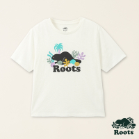 Roots女裝-海洋生活家 珊瑚貝殼海狸有機竹節棉短袖T恤-白色