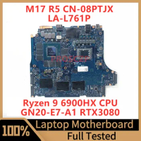 CN-08PTJX 08PTJX 8PTJX For DELL M17 R5 Laptop Motherboard LA-L761P With Ryzen 9 6900HX CPU GN20-E7-A1 RTX3080 100% Tested Good
