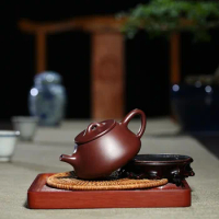 Famous handmade purple clay teapot Yixing raw ore purple vermicular stone spoon 225ml teapot collection tea set