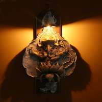 泰國進口手工雕刻大象荷花燈具走廊過道壁燈裝飾臥室燈床頭小夜燈