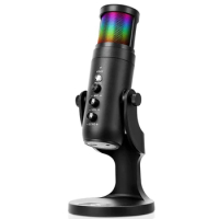 USB Condenser Microphone Phone RGB Dynamic Light Effect Microphone