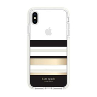 【KATE SPADE】iPhone XS/X 5.8吋 手機防摔保護殼/套(黑金條紋)