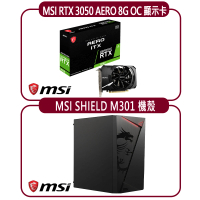 【MSI 微星】MSI RTX 3050 AERO ITX 8G OC 顯示卡+微星 SHIELD M301 機殼(顯示卡超值組合包)
