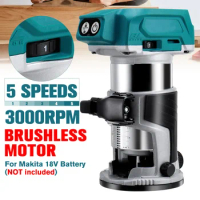 30000 RPM 5 Speeds Brushless Cordless Electric Hand Trimmer Inclined Socket Wood Router for 18V Lithium Battery