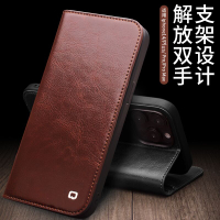 適用iPhone15/16promax手機殼14plus真皮蘋果12/13保護套7/8翻蓋插卡xs 支架皮套13mini