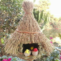 草編鳥巢 中號鳥窩鳥籠 小鳥保暖窩倉鼠窩用品花園別墅天花頂裝飾