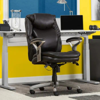 Serta Anniston Wellness by Design Mid Office AIR Lumbar Technology, Ergonomic Computer Chair with Lower Back Support, Bonded Lea