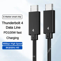 Male Thunderbolt 4 Cable 8K@60Hz 40Gbps USB C to Type C PD 100W 5A Fast Charging Data Transfer USBC Coaxia Cable for Macbook Pro