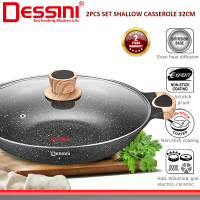DESSINI ITALY CRSP-32 32CM Casserole Die Cast Aluminium Induction Non Stick Pot Bowl Deep Fry Pan Co