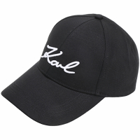 KARL LAGERFELD K/Signature 簽名刺繡斜紋帆布棒球帽(黑色)