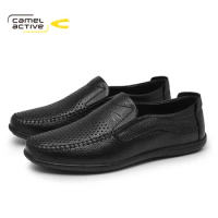 Camel Active Men Loafers Autumn New Retro Black Breathable Man Genuine Leather Men's Trend Casual Shoes