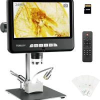 TOMLOV DM402 Pro 2K Digital Microscope 1200x 10.1 inch IPS HDMI Microscope with Screen Buttom Transmitted Light