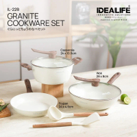 IDEALIFE - Granite Cookware Set - Panci Masak Marble Set - IL-22b (7pcs)