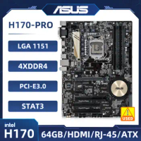 ASUS H170-PRO Motherboard LGA 1151 Intel H170 DDR4 64GB USB3.1 VGA HDMI PCI-E 3.0 ATX For 6th Gen Core i3-7100 i3-6100 cpu