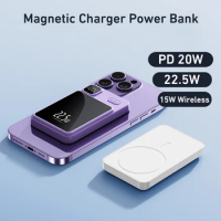 Magnetic Power Bank 20000mAh PD 22.5W Fast Charging Poverbank for Samsung Xiaomi Huawei iPhone 14 15W Wireless Charger Powerbank