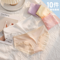 【Chic Chic 琪琪】10件組-輕薄牛奶絲內褲 少女內褲 高彈性 透氣內褲(顏色隨機出貨)