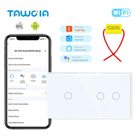 TAWOIA WIFI Wall Switches Google Alexa Touch Switches 3Gang 1way Single Live Wire WiFi LED Light Switches Dark Blue Backlight