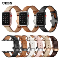 Butterfly Buckle Leather Strap For Apple Watch SerieS 5 40mm 44mm Band Iwatch 4 3 2 1 38mm 42mm Bracelet Watch bands