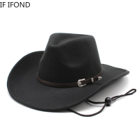 ใหม่ผู้ชายคาวบอยตะวันตกหมวกแฟชั่นขนสัตว์เทียมปีกกว้างรู้สึก Fedora หมวก C Owgirl ปานามาแจ๊สหมวก Sombreros Hombre