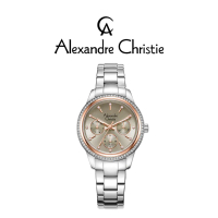 Jam Tangan Alexandre Christie Passion Boyfriend Multifunction Band Silver Silver Sunray Dial 35mm -