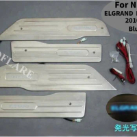 Car Accessories For Nissan Elgrand E52 2010-2022 Led Auto Door Sill Protector Welcome Pedal Scuff Plates Guard Trim Thresolds