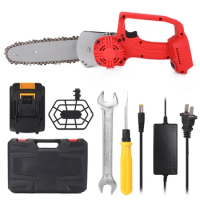 21V Lithium Battery Cordless Chain Saw Integrated Rechargeable Saw Woodworking Electric Saw Logging Brushless Electric Chain Saw