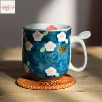 有田燒手繪梅花陶瓷馬克杯可愛兔子水杯早餐咖啡杯子禮物