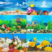 Aquarium Background Decoration with 3D Ocean Plant Aquascape Fish Tank Sticker Poster Aquascape Painting Fish tank accessories