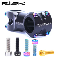 RISK 6pcs M5x16 M5*18mm Titanium Bolt for Bicycle Stem Fixing Screw MTB Mountain Bike Handlebar Or Seatpost Clamp Fixed Fastener