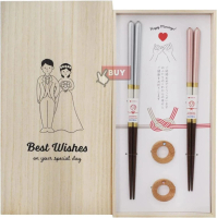 日本結婚對筷子 香檳灰色 香檳粉色 桐木禮盒 結婚禮物 生日禮物 新居入伙