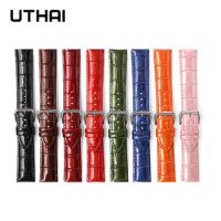 UTHAI Z118 Crystal Patent Leather Ice Surface Shiny Leather Watch strap 20mm22mm Watch Accessories High Quality Color Watchband