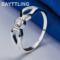 Fashion 925 Sterling Silver Ring 2 Drops Round Zircon 7/8/9/10# Ring For Women Charm Wedding Gift Jewelry Accessories