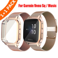 Metal strap Case Protector For Garmin Venu Sq 2 Music Smart Watch Accessories For Garmin Venu Sq music Bracelet Protection Cover
