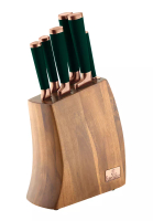 Berlinger Haus Berlingerhaus 7 Pcs Stainless Steel Knife Set with Wooden Stand - Emerald Collection